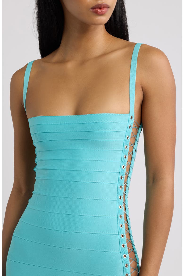 Side Tie Knit Bandage Minidress, Alternate, color, TURQUOISE