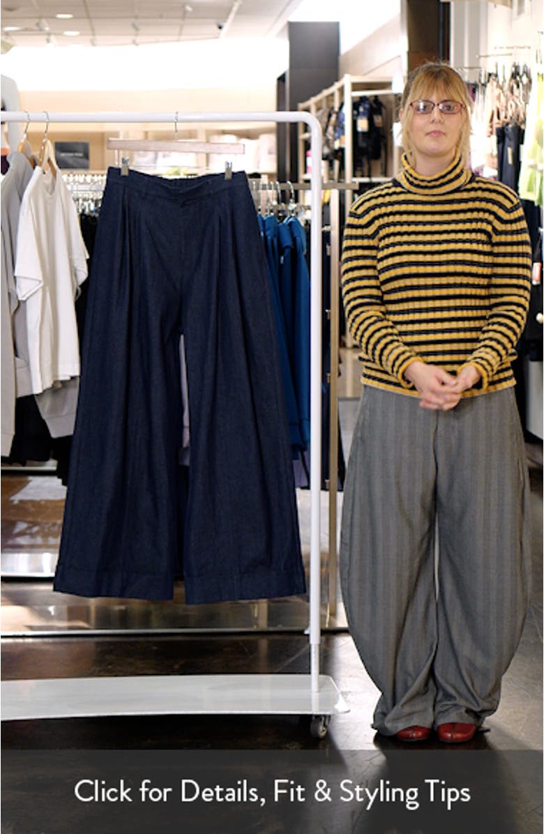 Elinor Cuffed Pleated Wide Leg Denim Pants, sales video thumbnail