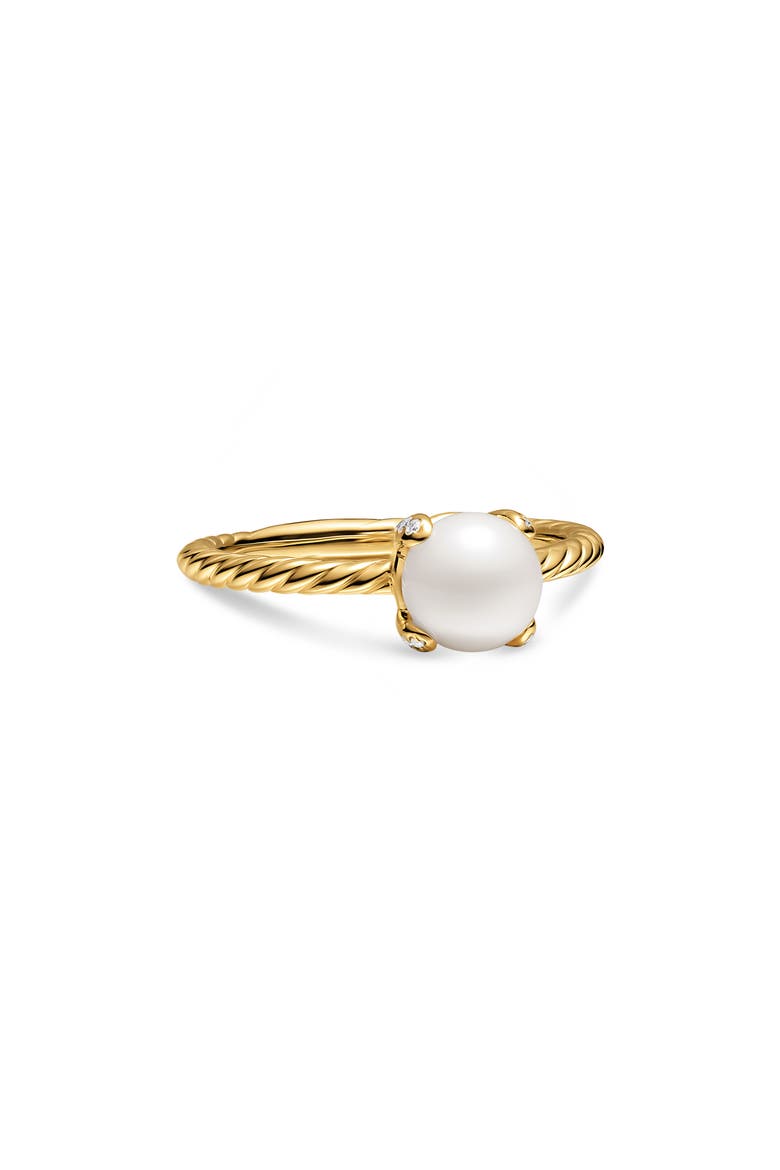 Freshwater Pearl Classics Ring in 18K Yellow Gold with Diamonds, 2mm, Alternate, color, GOLD