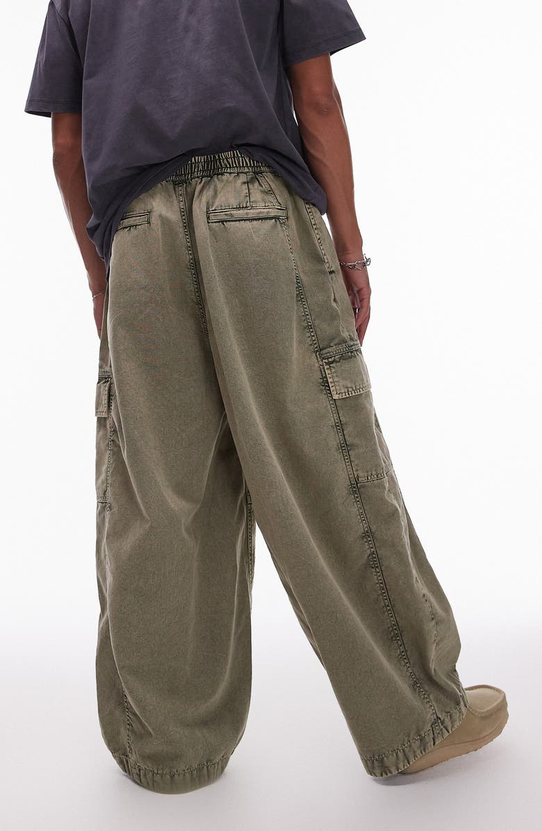 Topman Drop Crotch Wide Leg Cargo Jeans, Alternate, color, 