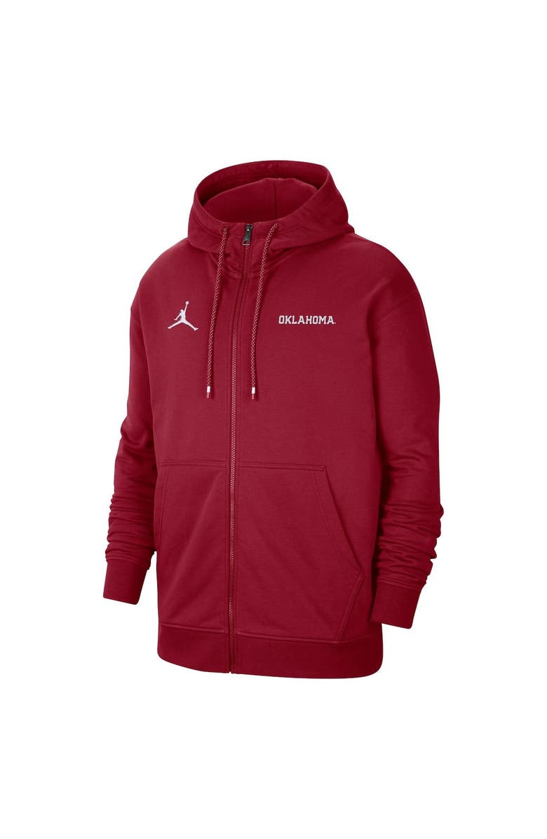 Jordan Brand Men's Jordan Brand Crimson Oklahoma Sooners Travel Fleece Full-Zip Hoodie, Alternate, color, 