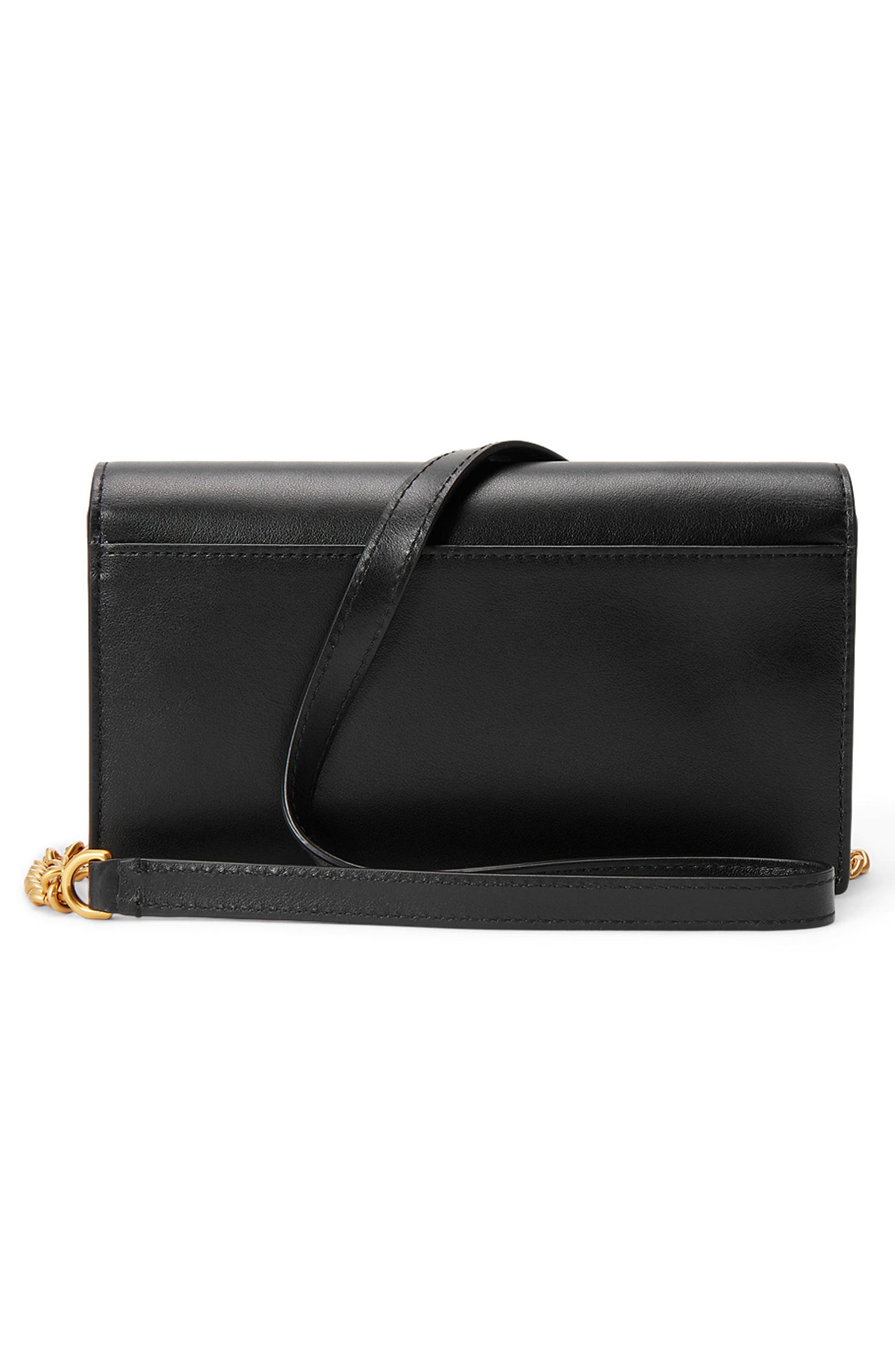 Polo Ralph Lauren Polo ID Chain Leather Crossbody Wallet, Alternate, color, Black