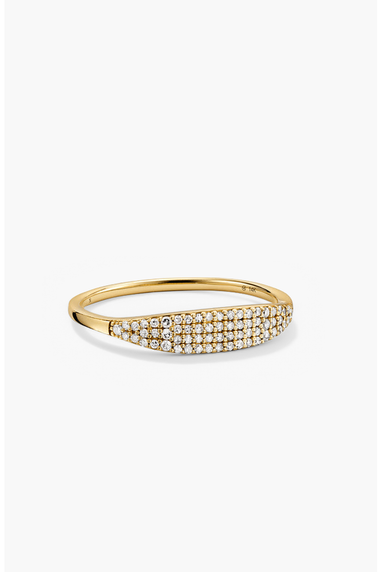 Pavé Diamond Slim Signet Ring, Main, color, Yellow Gold