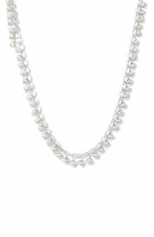 Sterling Silver Pearl Charm Disc Chain Necklace