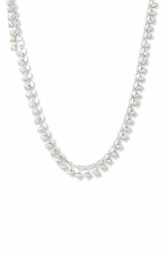 Sterling Silver Pearl Charm Disc Chain Necklace