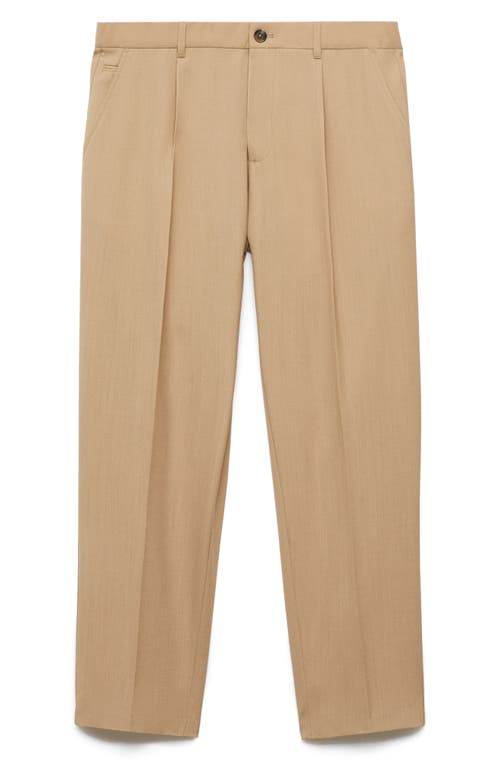 Mango Slim Fit Pants In Medium Brown