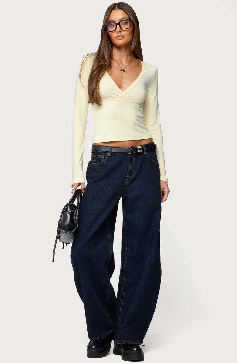 EDIKTED Jillian Low Rise Barrel Jeans, Alternate, color, 