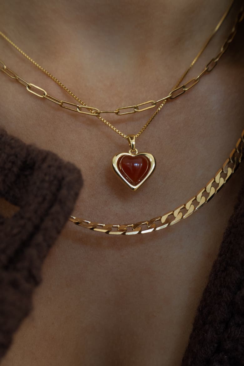 Sacred Heart Necklace, Alternate, color, Red Carnelian