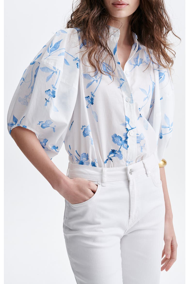 Felicie Puff Sleeve Floral Blouse, Alternate, color, Ecru
