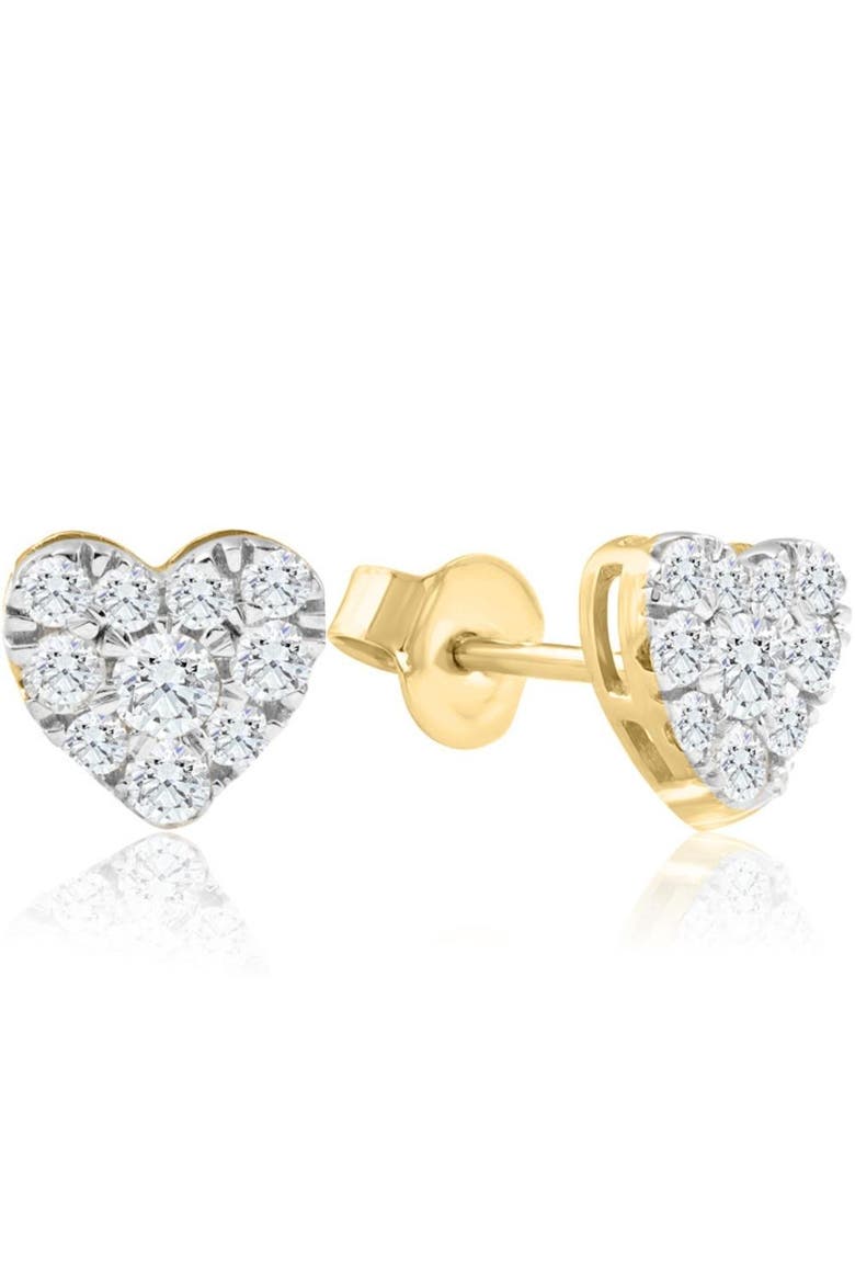 1/2Ct Heart Shape Diamond Studs Gold Lab Grown 7mm Women's Earrings, Alternate, color, 10k Yellow Gold