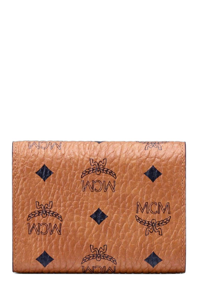Tracy Trifold Wallet in Visetos, Alternate, color, Cognac