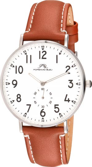 PORSAMO BLEU Rowan Leather Strap Watch, 40mm | Nordstromrack