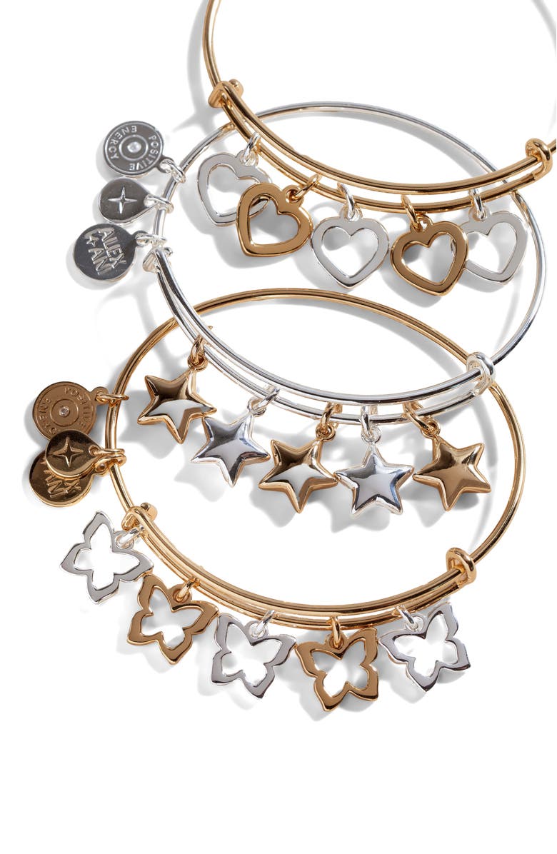 Alex and Ani Puffy Star Multi Charm Bangle Bracelet, Alternate, color,