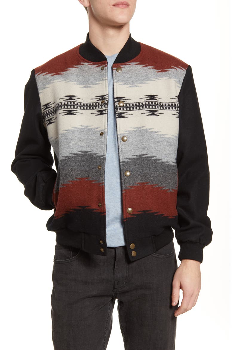 The Gorge Wool Blend Bomber Jacket, Main, color, MESA DAWN