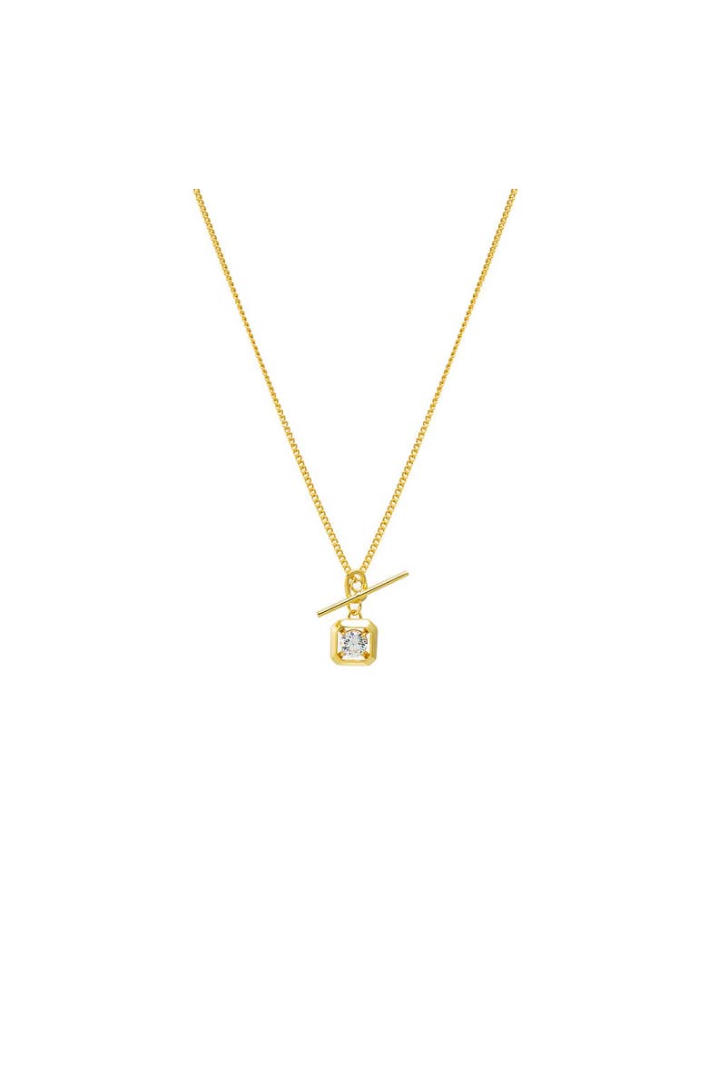 BY ADINA EDEN Square Solitaire Stone Toggle Charm Necklace, Main, color, Gold