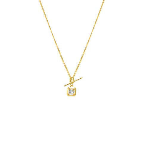 Square Solitaire Stone Toggle Charm Necklace