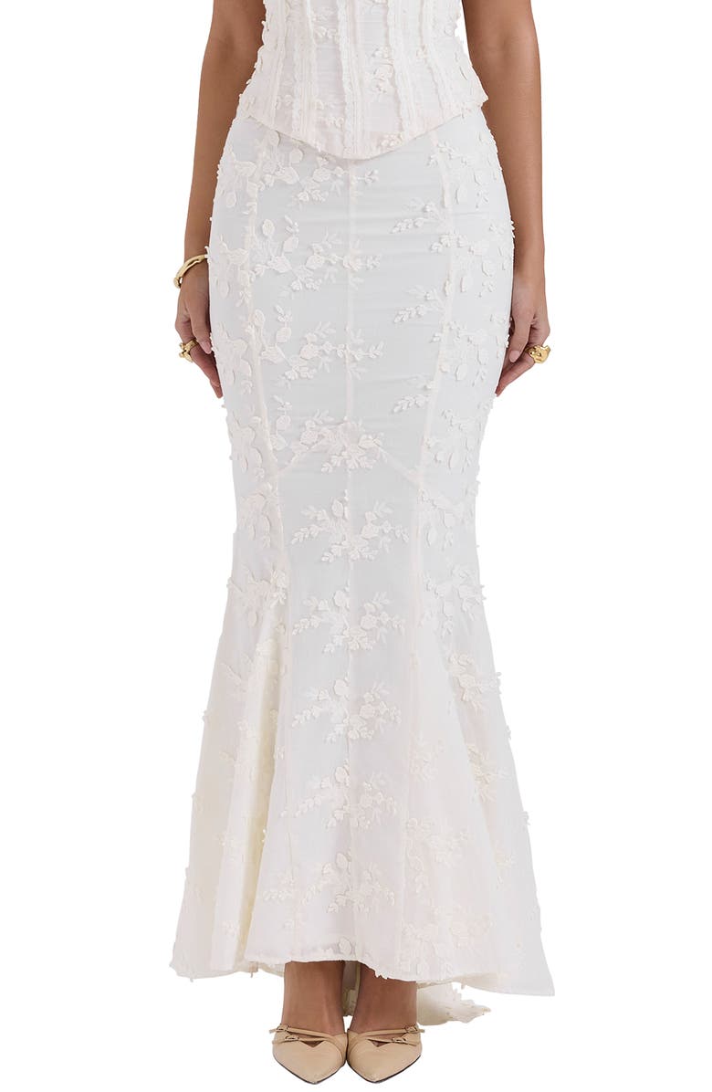 HOUSE OF CB Veronica Floral Mermaid Maxi Skirt, Main, color, Ivory