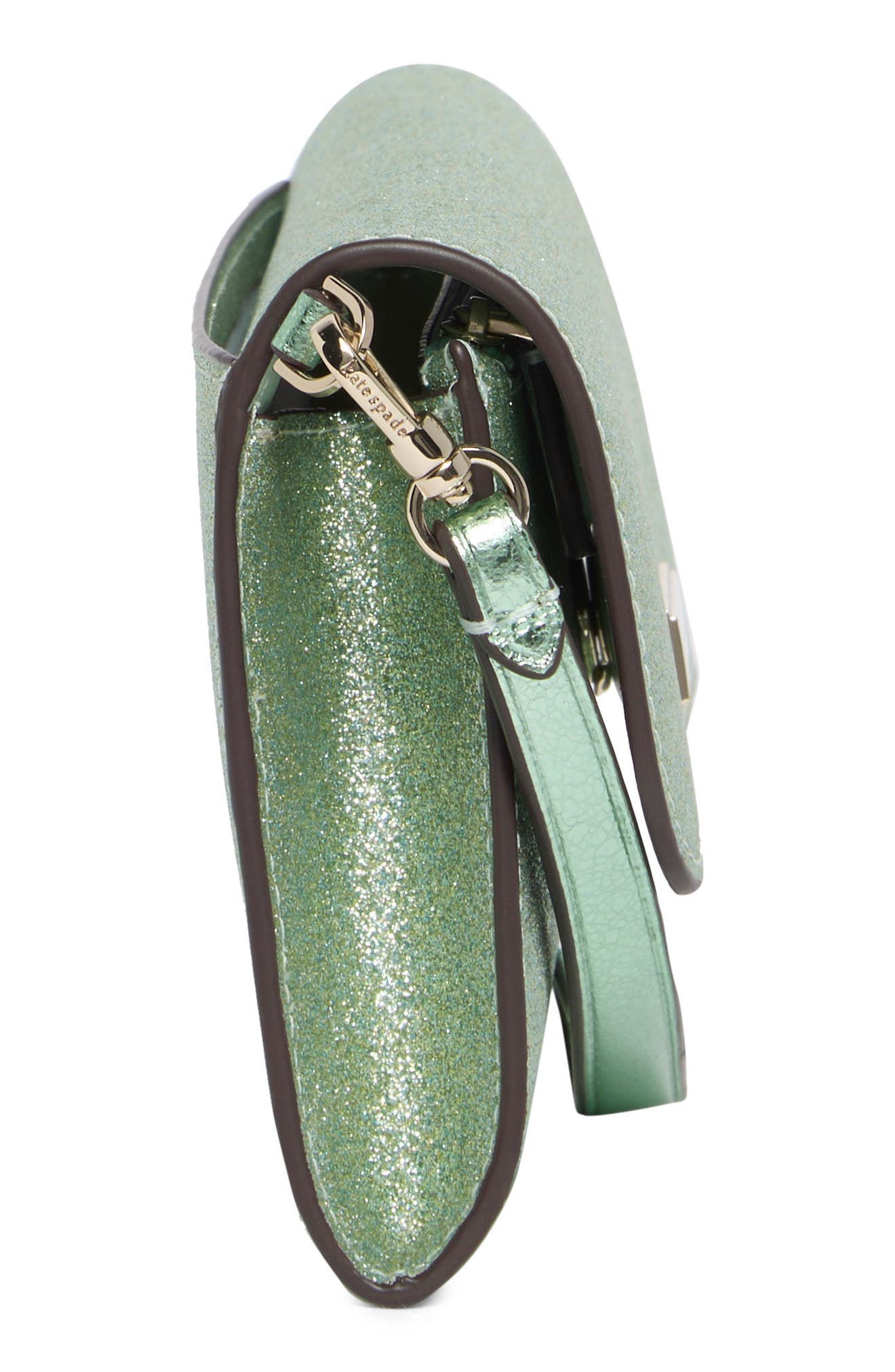 Kate Spade New York kenzie glitter clutch, Alternate, color, Seawater