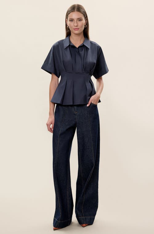 Rebecca Taylor Aisley Poplin Blouse In Blue