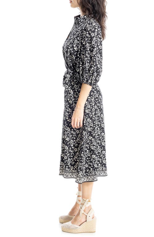 Max Studio Puff Sleeve Shirtdress In Poppies Ikat Silhouette