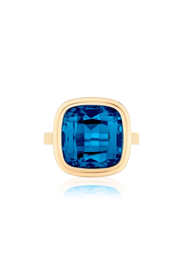 Manhattan Cushion Cut Blue Topaz Cocktail Ring, Main, color, DEEP BLUE
