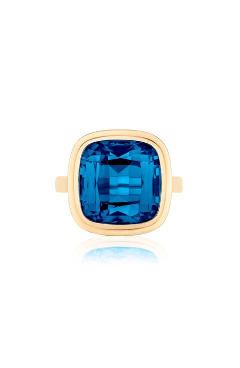 Manhattan Cushion Cut Blue Topaz Cocktail Ring