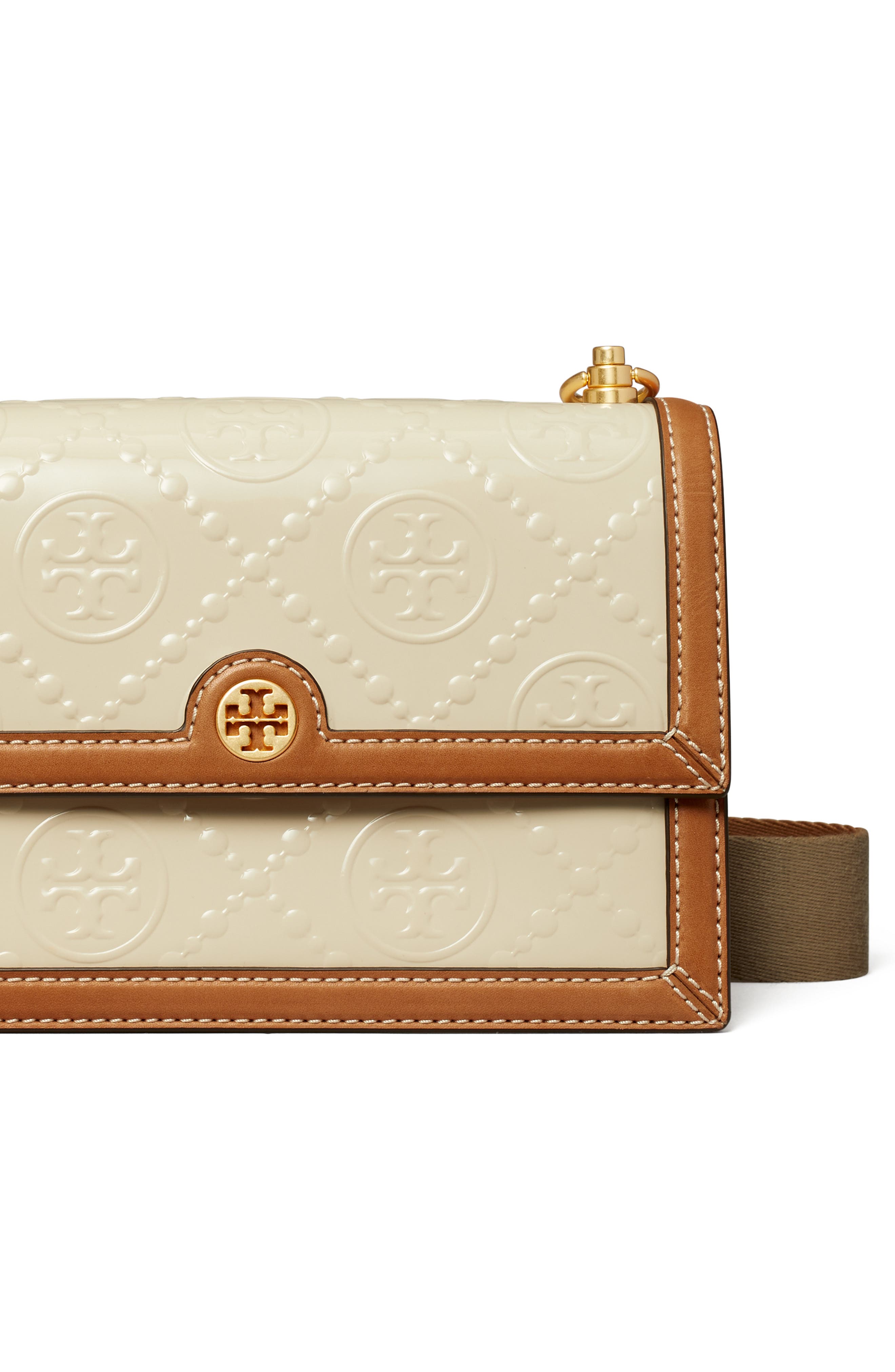 Tory Burch T Monogram Embossed Patent Leather Small Shoulder Bag, Alternate, color, 