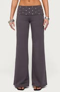 EDIKTED Breanna Studded Foldover Wide Leg Pants