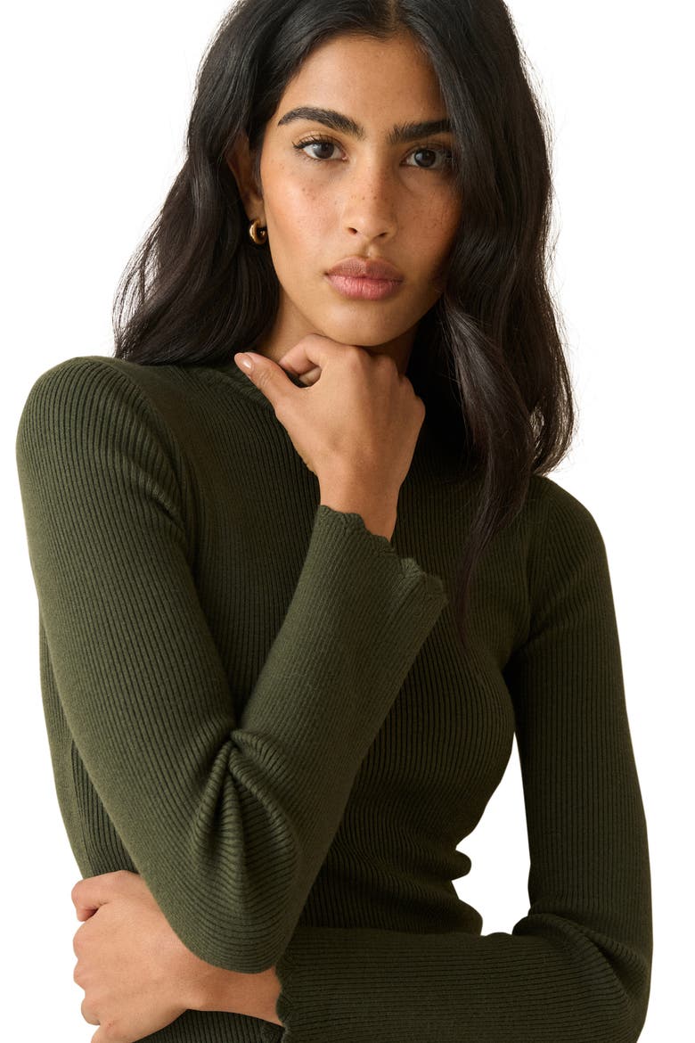 Button Accent Sweater Maxi Dress, Alternate, color, DARK GREEN
