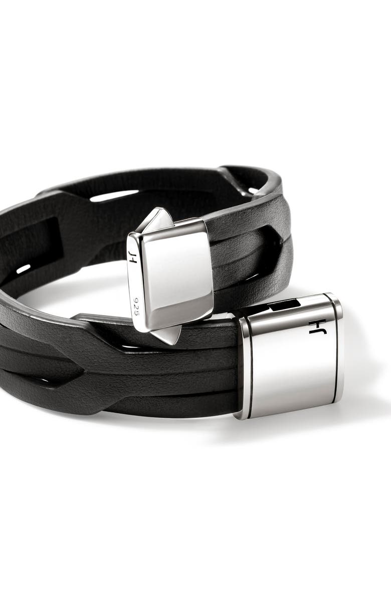 John Hardy Icon 50 Leather Bracelet, 17mm, Alternate, color, Black