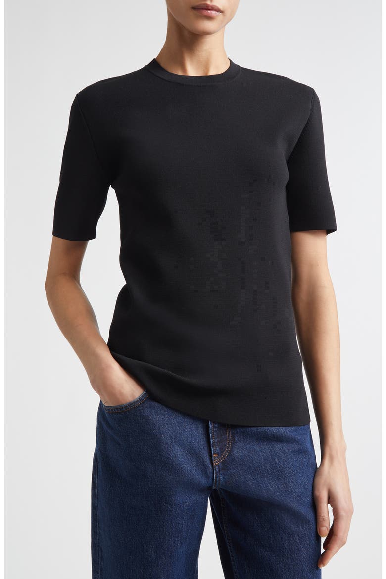 Compact Knit T-Shirt, Alternate, color, BLACK