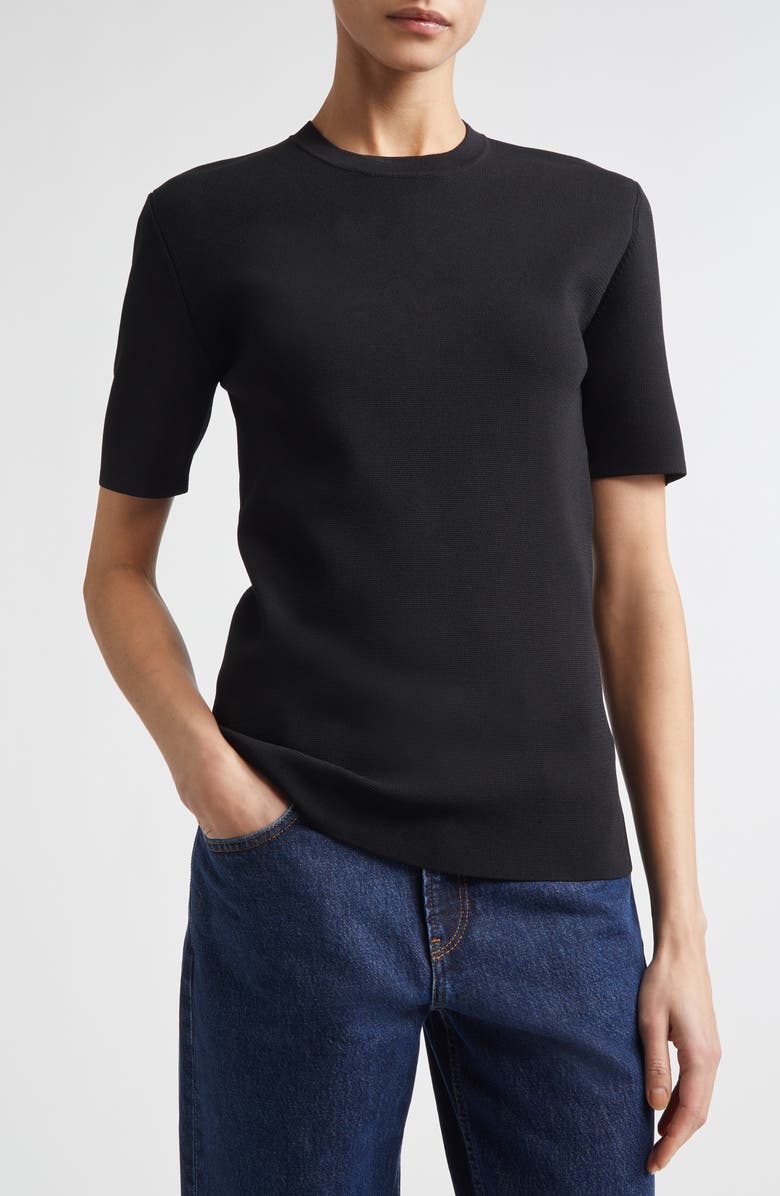 TOTEME Compact Knit T-Shirt, Alternate, color, Black