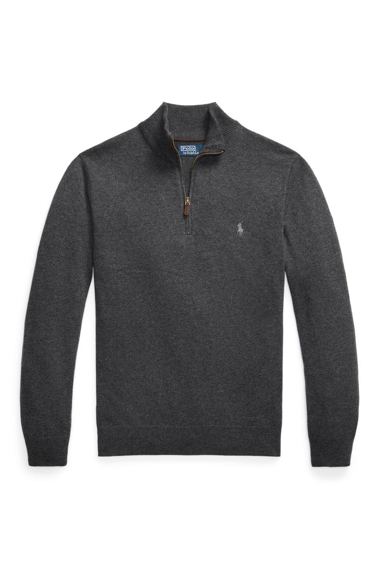 Regular Fit Wool Quarter Zip Sweater, Alternate, color, GREY HTR