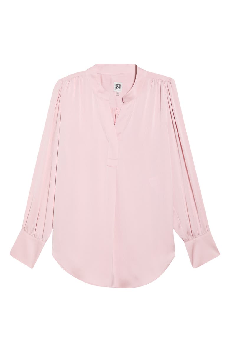 Anne Klein Pleat Front Split Neck Top, Alternate, color, Pink Blush