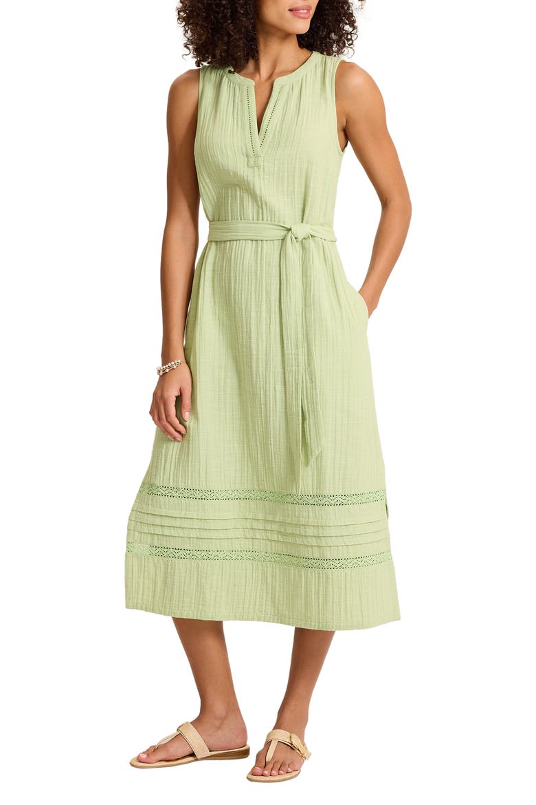 Sleeveless Cotton Gauze Midi Dress, Main, color, LIGHT ROSEMARY