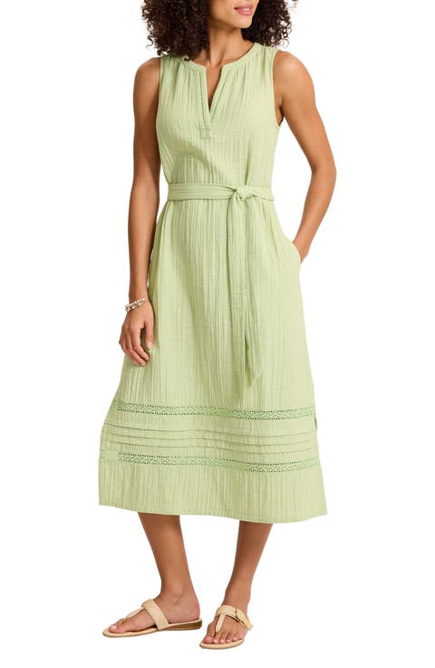 Sleeveless Cotton Gauze Midi Dress