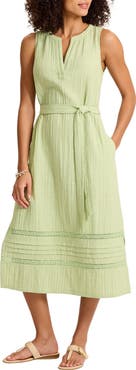 Tommy Bahama Sleeveless Cotton Gauze Midi Dress