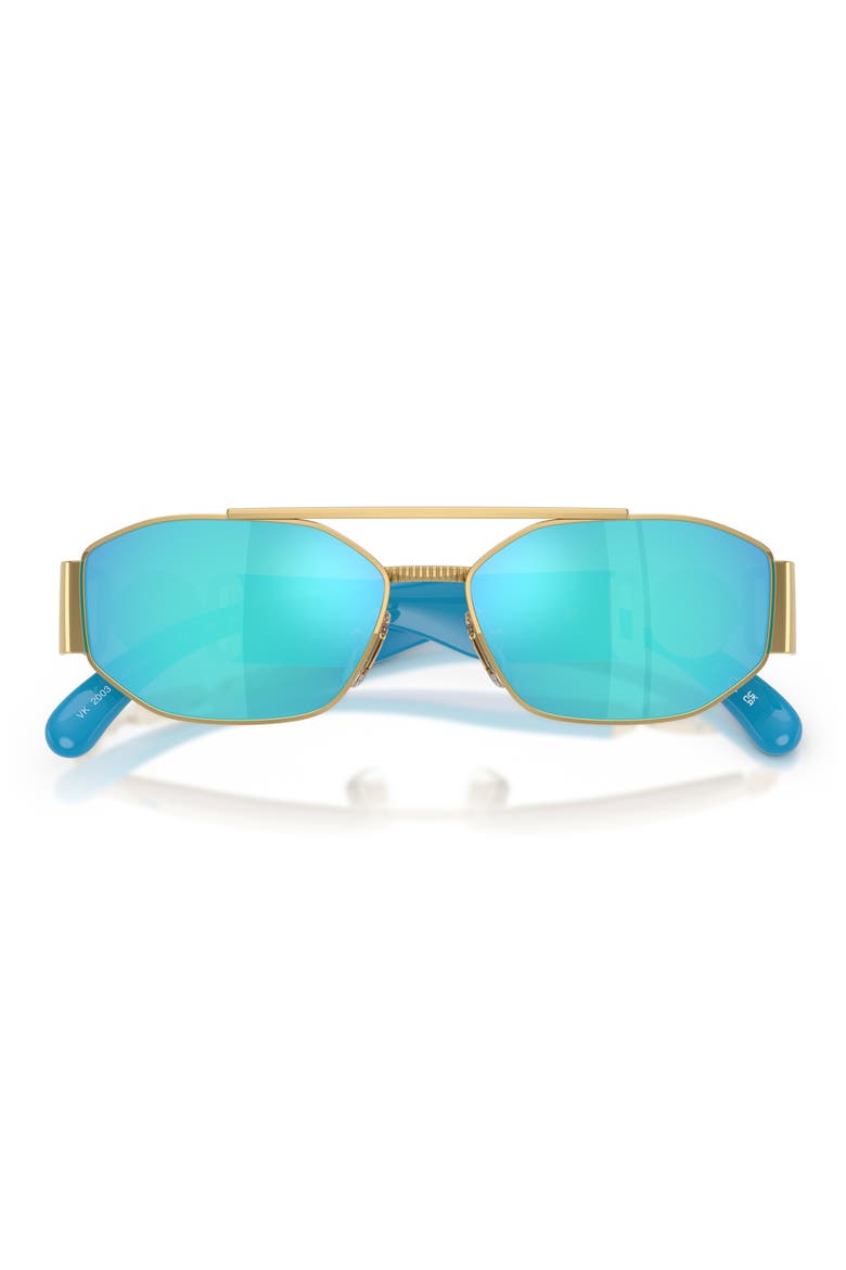 Kids' 50mm Rectangular Sunglasses, Alternate, color, GOLD / LIGHT GREEN MIRROR BLUE