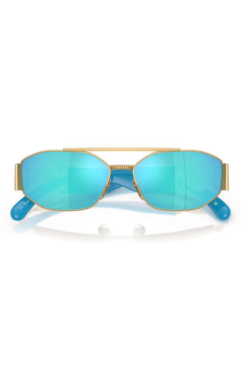 Versace Kids' 50mm Rectangular Sunglasses, Alternate, color, Gold / Light Green Mirror Blue