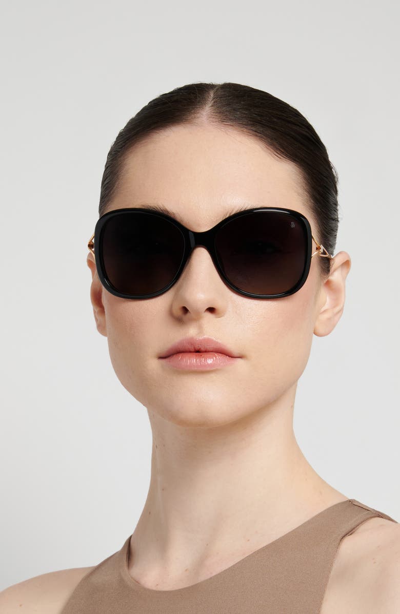 Stuart Weitzman 58mm Polarized Gradient Square Sunglasses, Alternate, color, Black/ Grey Sf Pz Ar