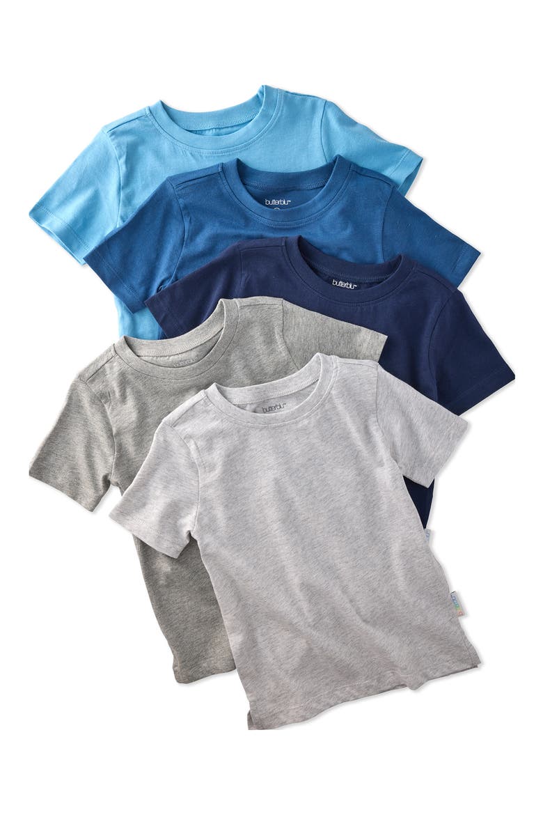 Kids' Taylor Short Sleeve Organic Cotton Assorted 5-Pack T-Shirts, Main, color, BLUE