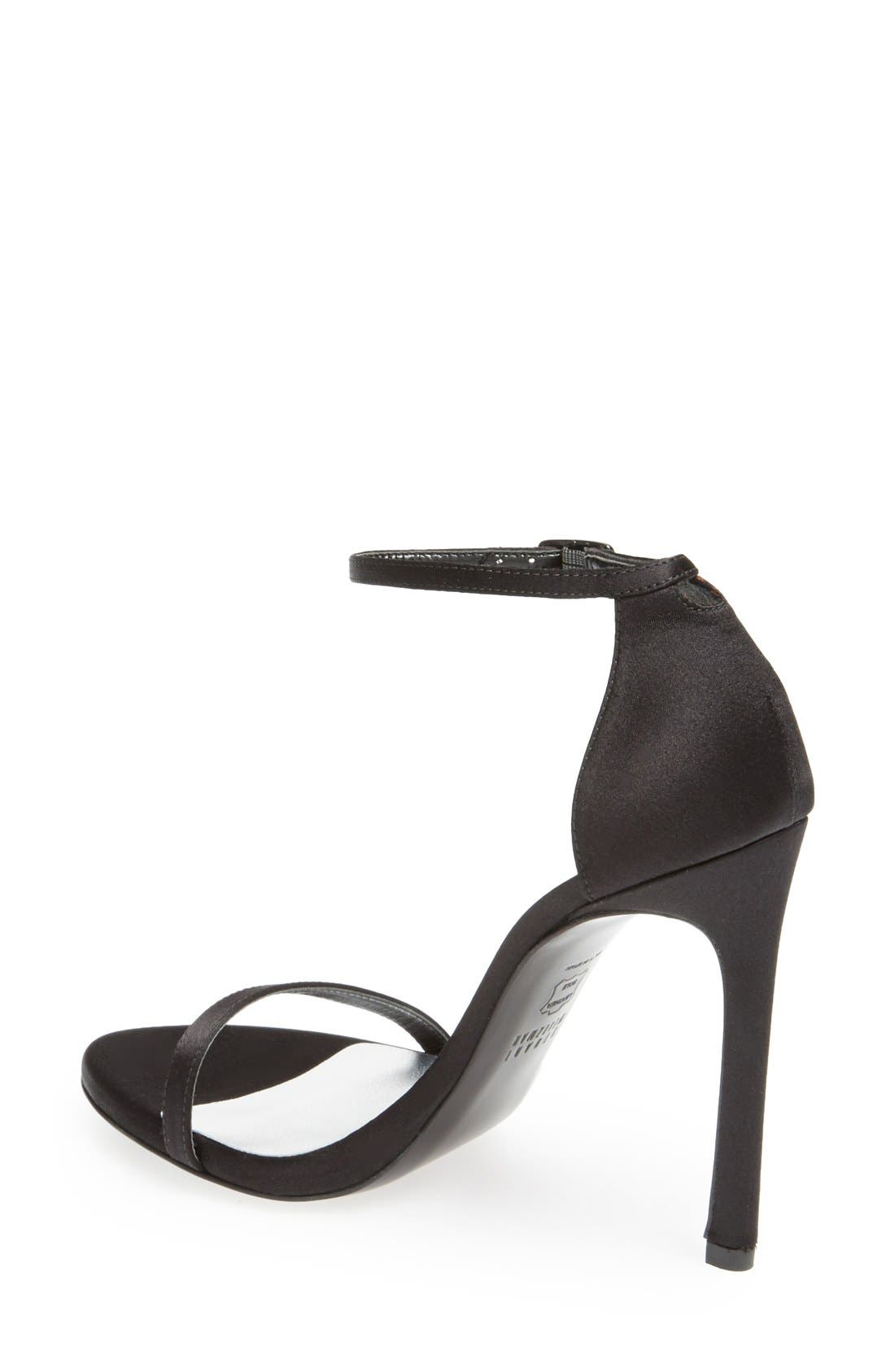 'Nudist' Sandal, Alternate, color, BLACK SATIN