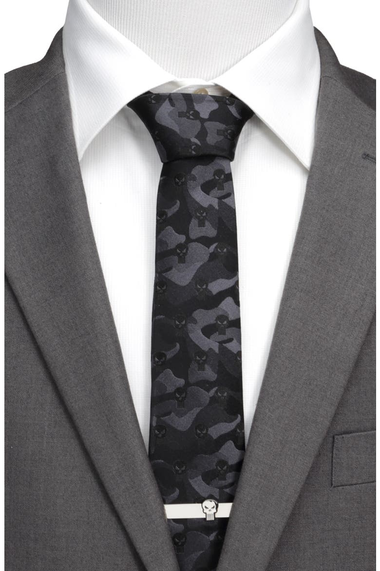 x Marvel The Punisher Silk Tie, Alternate, color, BLACK