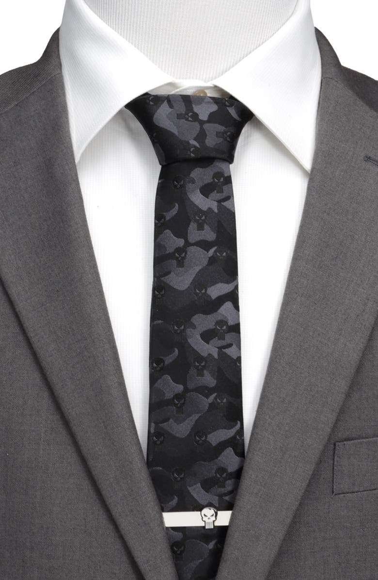 Cufflinks, Inc. x Marvel The Punisher Silk Tie, Alternate, color, Black