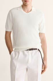 MANGO Johnny Collar Cotton & Silk Polo
