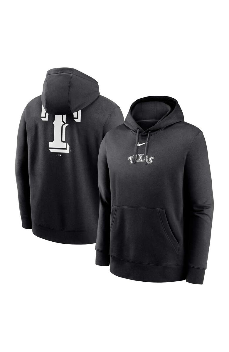 Nike Men's Nike Texas Rangers Black & White Fashion Club Fleece Pullover Hoodie, Alternate, color, 