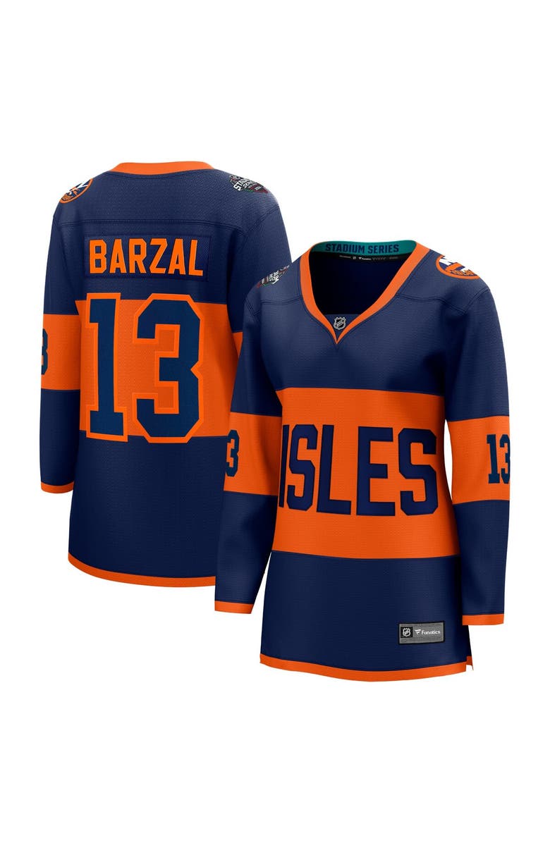 FANATICS Women's Fanatics Mathew Barzal Navy New York Islanders 2024 NHL Stadium Series Breakaway Player Jersey, Main, color, 
