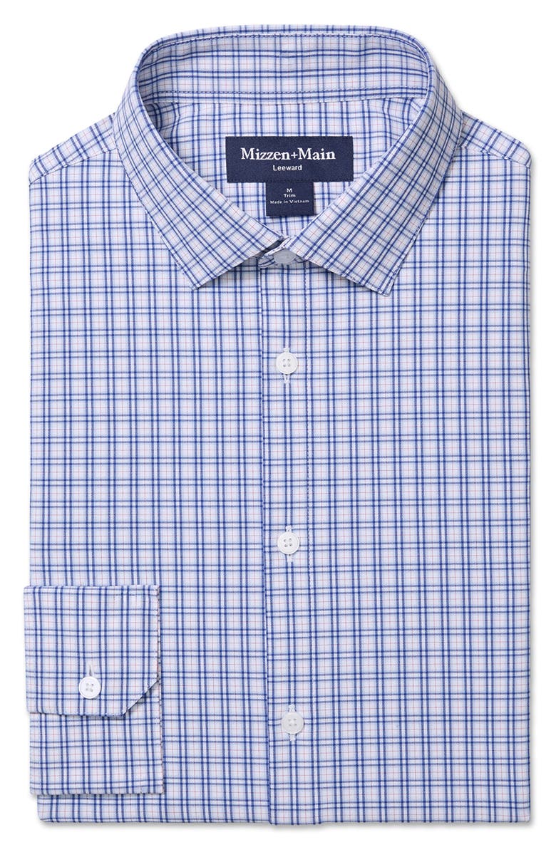 Mizzen+Main Leeward Trim Fit Cobalt Denis Plaid Button-Up Shirt, Alternate, color, Cobalt Denis Plaid