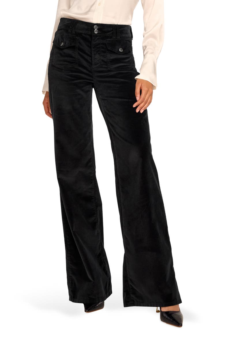 Fay Velveteen Wide Leg Pants, Main, color, BLACK
