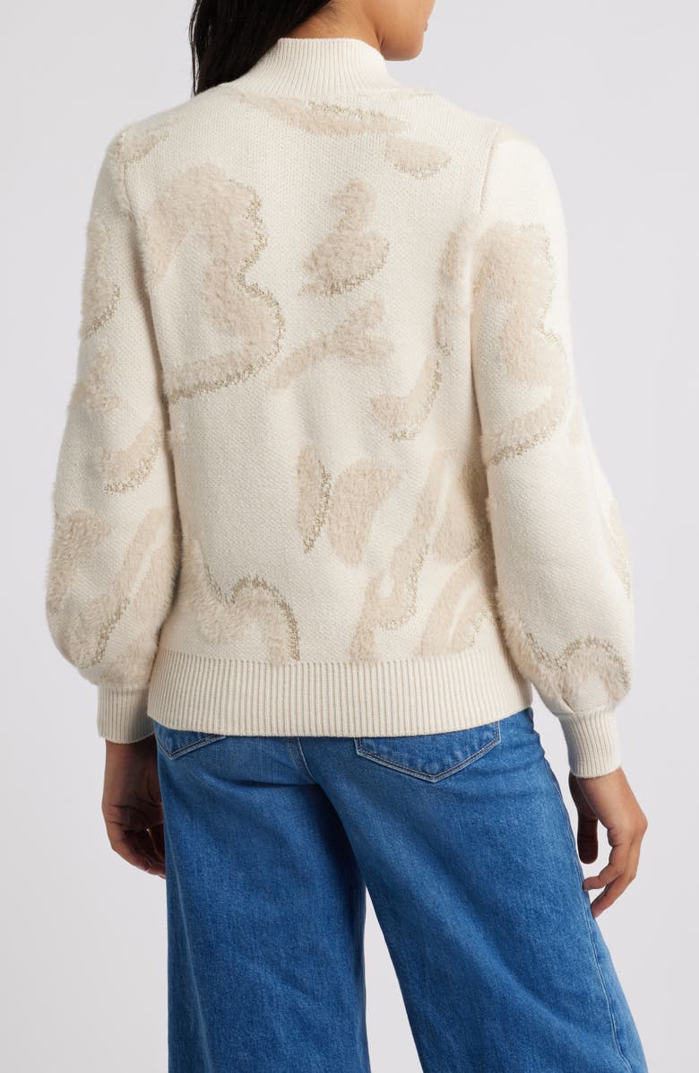 Wit & Wisdom Metallic Jacquard Sweater, Alternate, color, Ecru